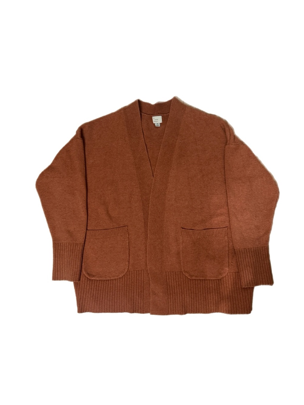 a.new day Rust Orange Knit Sweater Label Detail